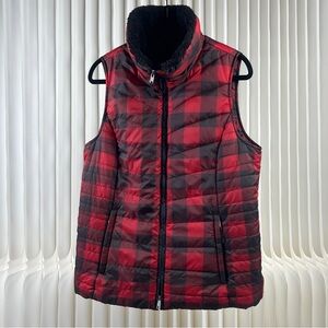 Talbots Women’s Red and Black Buffalo Plaid Primaloft Sherpa Vest